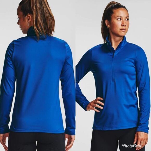 Under Armour Authentics ColdGear 1/2 Zip T-Shirt Pullover Royal Blue Jacket - Picture 1 of 11